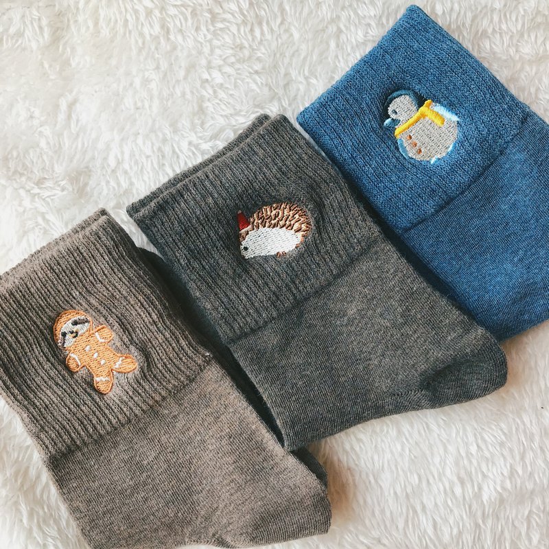 自家设计 动物们刺绣袜子 | 815a.m - 袜子 - 棉．麻 
