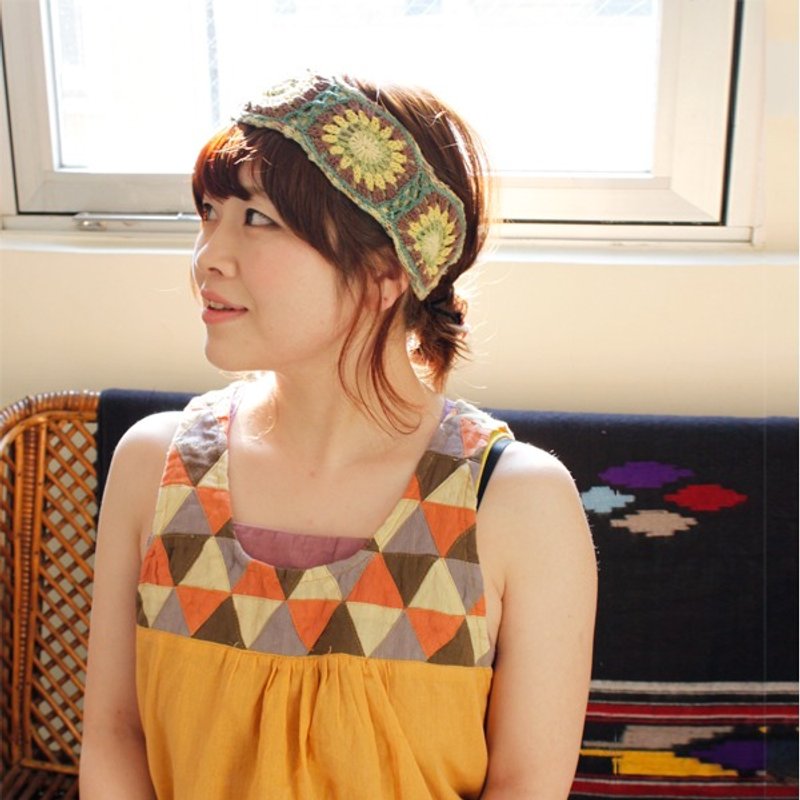 Hammock Flower Crochet Handmade Hair Band - 发饰 - 棉．麻 绿色