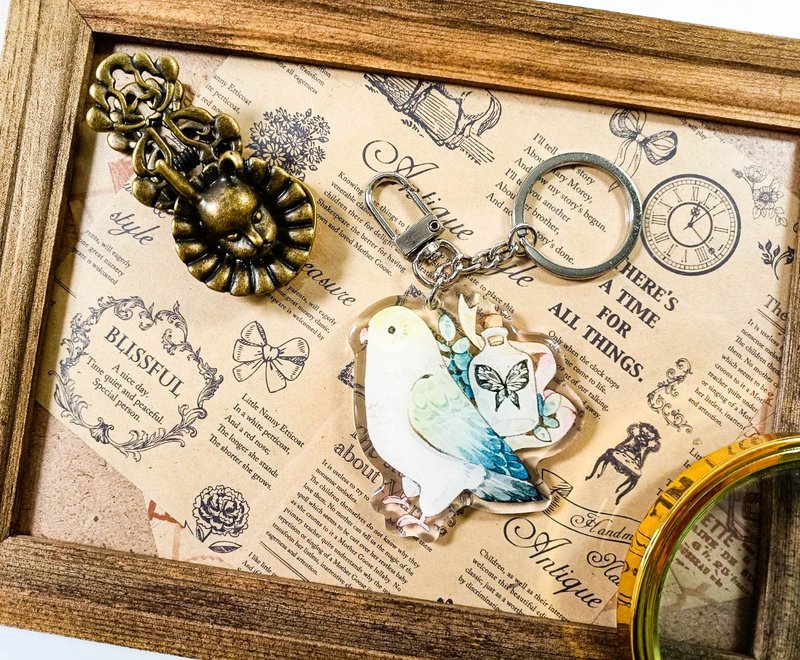 KR522可愛吊飾cute pendant_鸚鵡parrot.R/ 晶透吊飾_鑰匙圈 - 钥匙链/钥匙包 - 塑料 多色