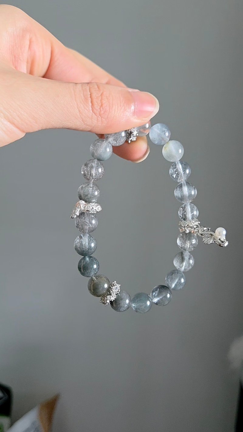 精品 性价比蓝钢丝兔毛 蓝兔毛蓝线8-9mm+手串 灵性沟通创意 - 手链/手环 - 水晶 蓝色