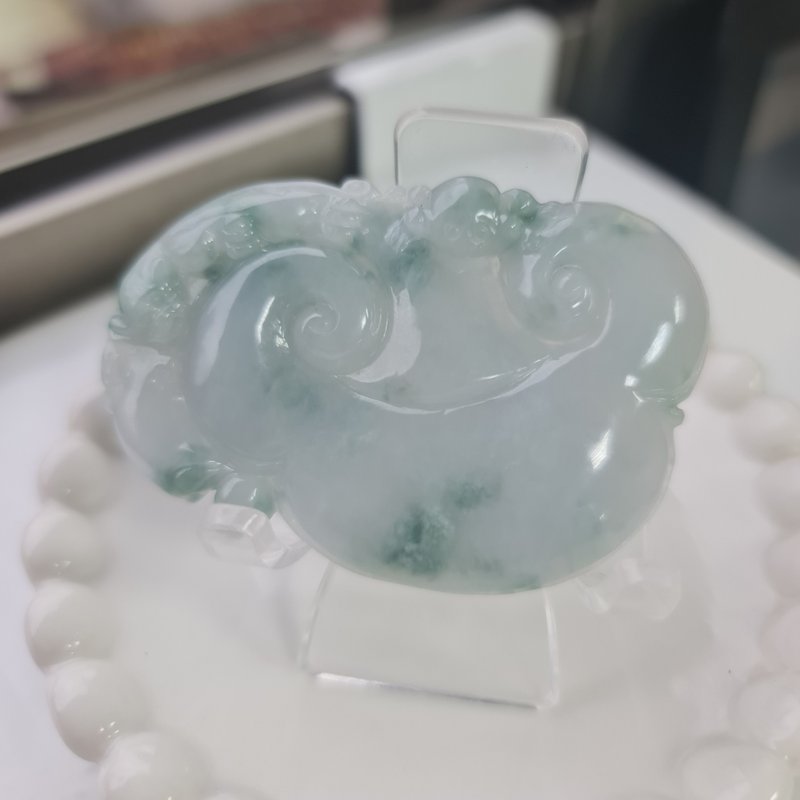 大块细料呱呱来财龙如意 | 天然缅甸玉A货翡翠 - 吊饰 - 玉石 