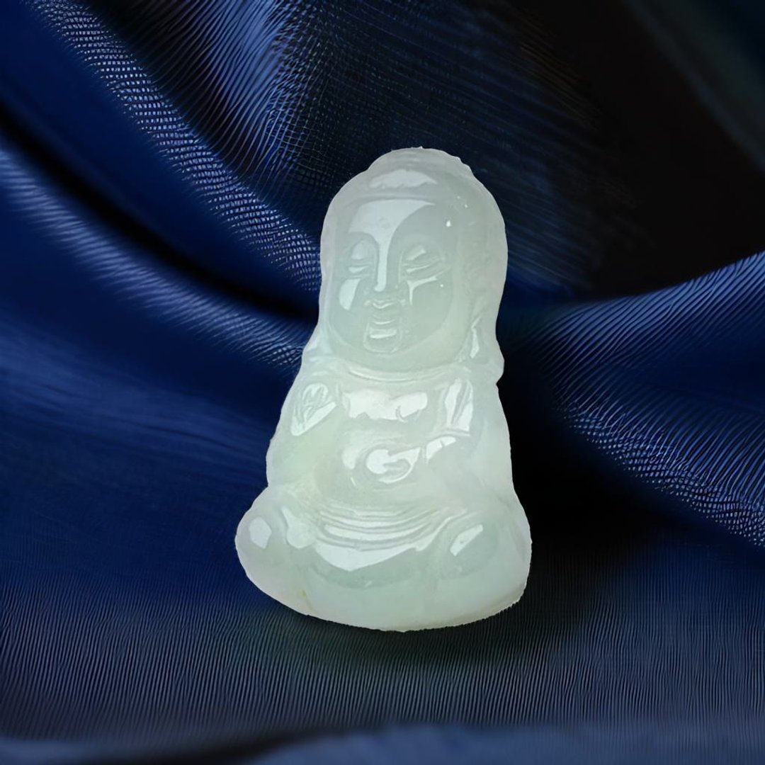 冰种翡翠宝宝佛项链 | 天然缅甸玉翡翠A货 | 送礼 - 项链 - 玉石 绿色