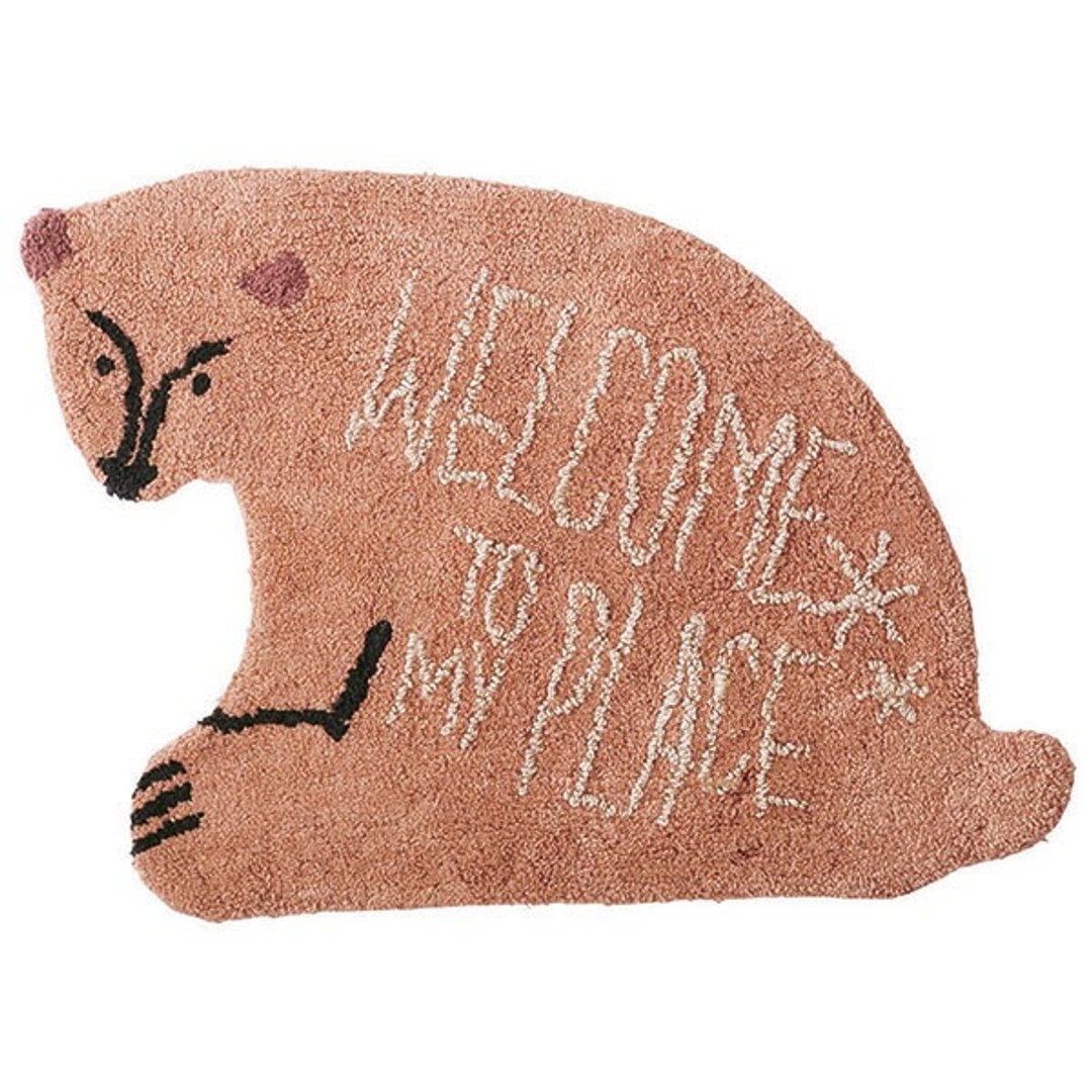 Welcom Bear- 欢迎熊造型地垫(咖啡) - 被子/毛毯 - 棉 咖啡色