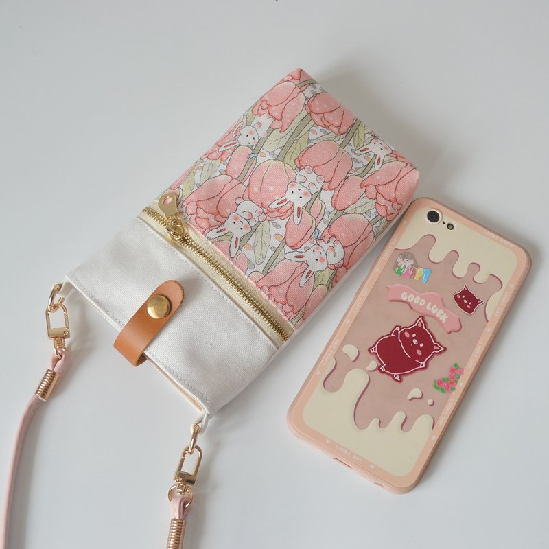 侧背手机袋 手机包 轻便随身包  小兔子 - 侧背包/斜挎包 - 棉．麻 