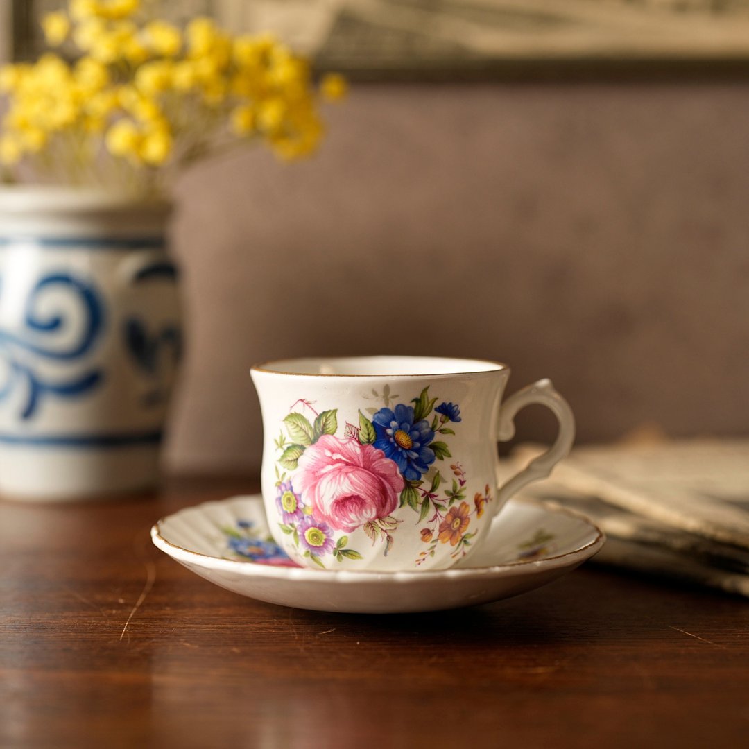 1995英国Old Foley芍药花咖啡杯/茶杯组 - 咖啡杯/马克杯 - 瓷 多色