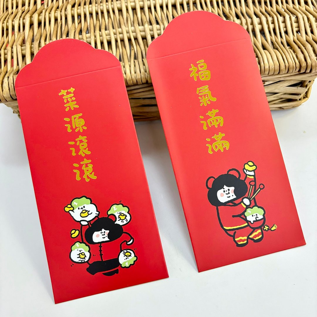 新年烫金红包袋 6入 - 菜源滚滚、福气满满 - 红包/春联 - 纸 红色