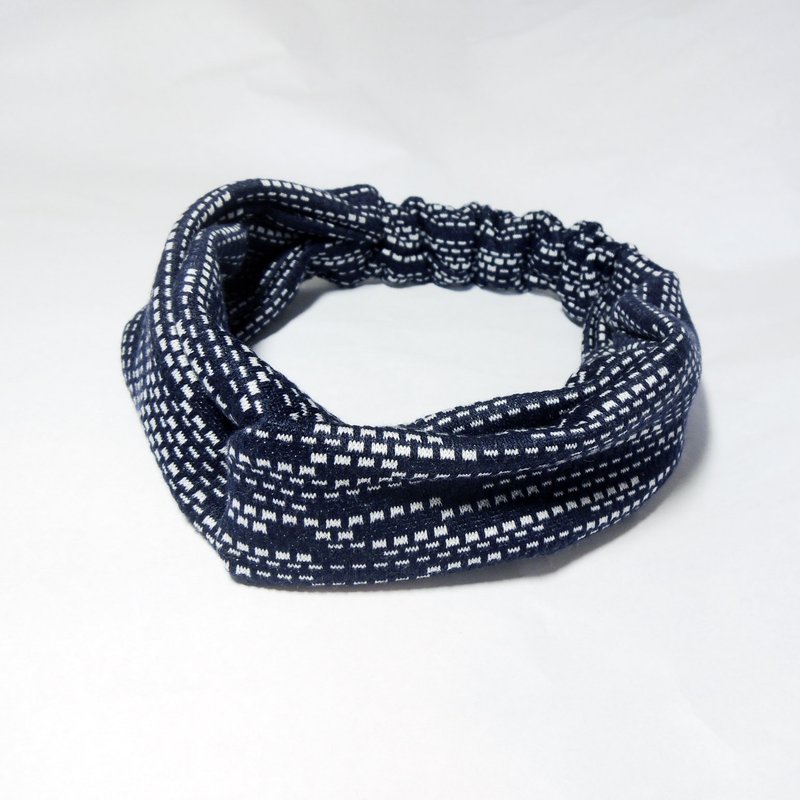 移动窗格蓝色发带 - 发带/发箍 - 棉．麻 蓝色