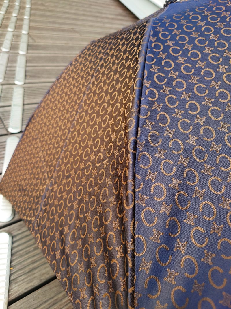中古美品 CELINE 渐变双色凯旋门老花双人折叠雨伞 雨遮 附保护套 - 其他 - 防水材质 蓝色