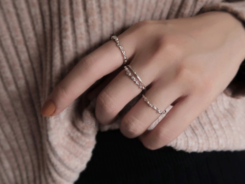 森林系 925纯银  雨林 霜藤 戒指 定制化 戒指 免费送礼包装 - 戒指 - 纯银 白色