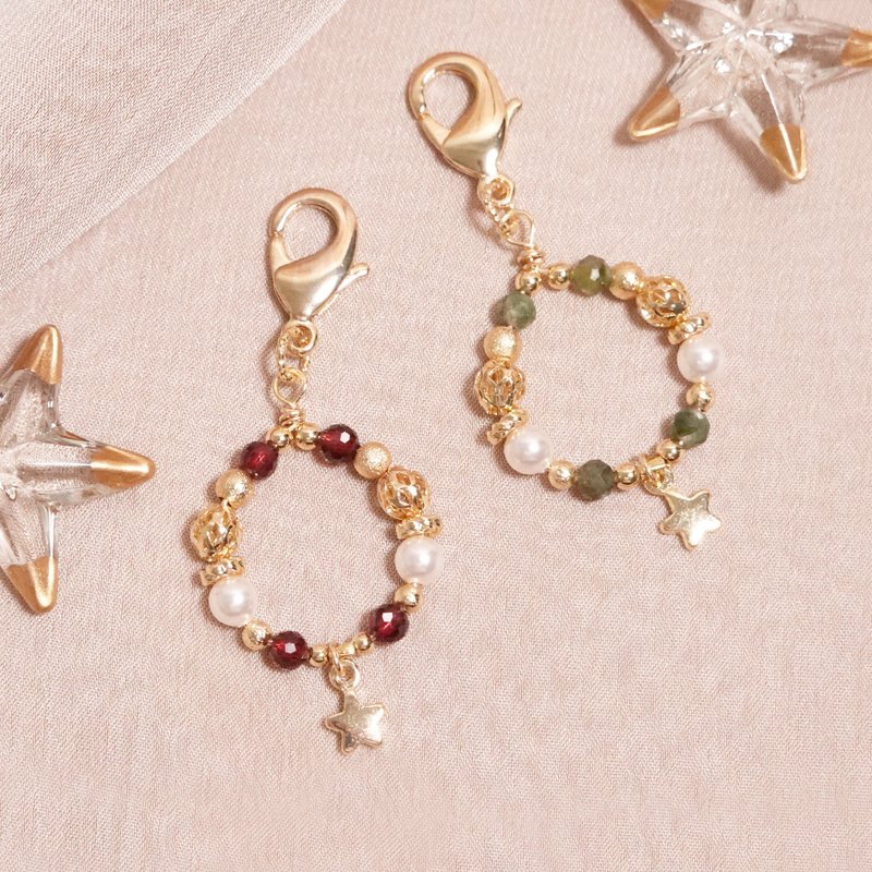 小星愿│红石榴石 绿碧玺 圣诞系列 水晶吊饰 - 吊饰 - 水晶 红色