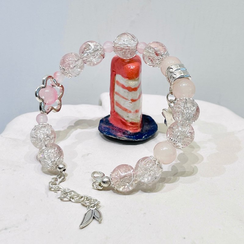 台湾设计师手工饰品-冰晶珠手链【夏日饮品-玫瑰气泡酒】 - 手链/手环 - 琉璃 