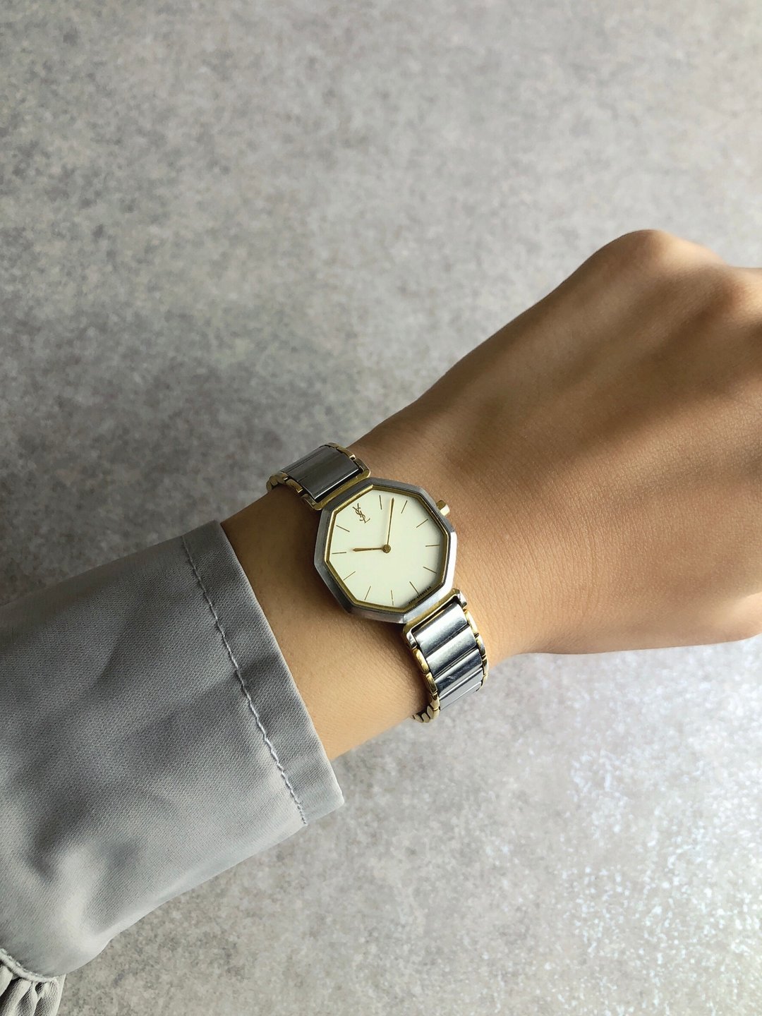 【日本直送 名牌中古包】Yves Saint Laurent 手表 银色 金色 八角形 石英机芯 1030081 vintage rf4piy - 女表 - 不锈钢 银色