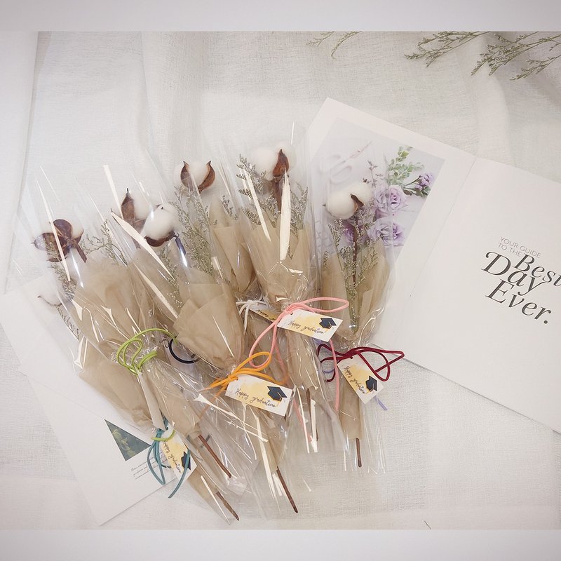 棉花单支毕业花束 /毕业花束/永生花/干燥花束/棉花/花束 - 干燥花/捧花 - 植物．花 白色