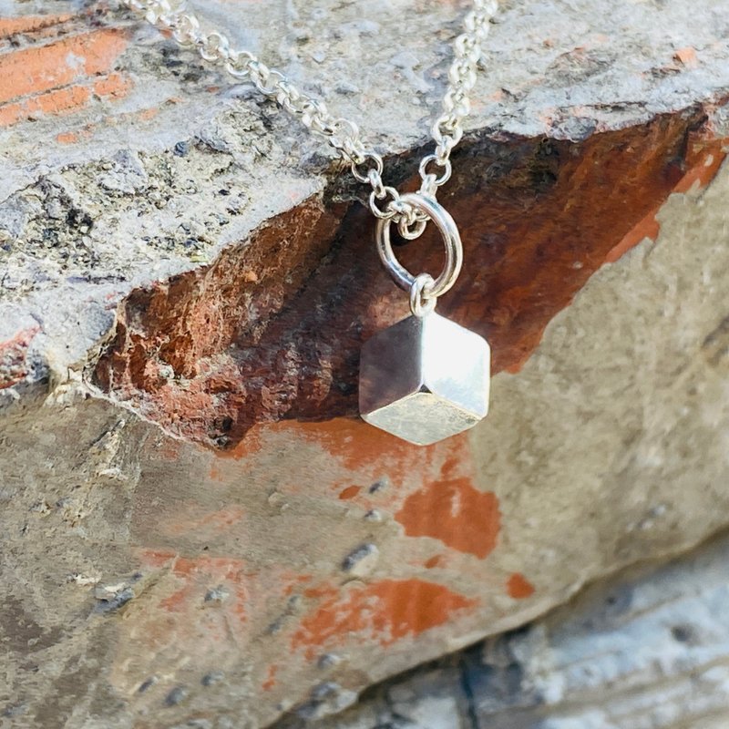 纯银 方块 项链 可定制姓名 S555 - 项链 - 纯银 银色