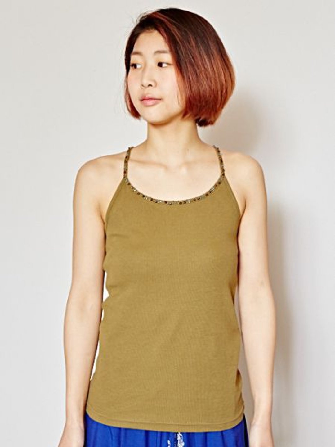 Beaded Rib Cotton Camisole - 女装上衣 - 其他材质 