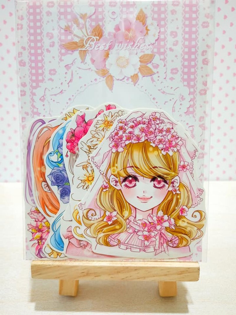 花语少女－贴纸组(6入) - 贴纸 - 纸 粉红色