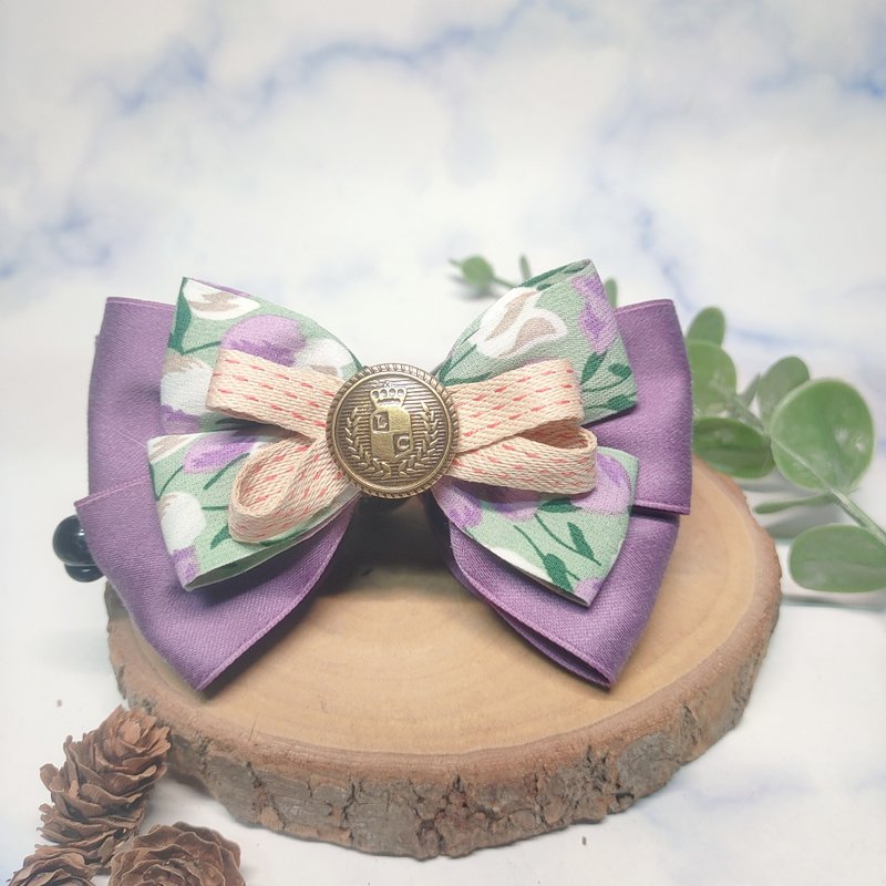 复古系列-香蕉夹鲨鱼夹弹簧夹 - 发饰 - 棉．麻 紫色