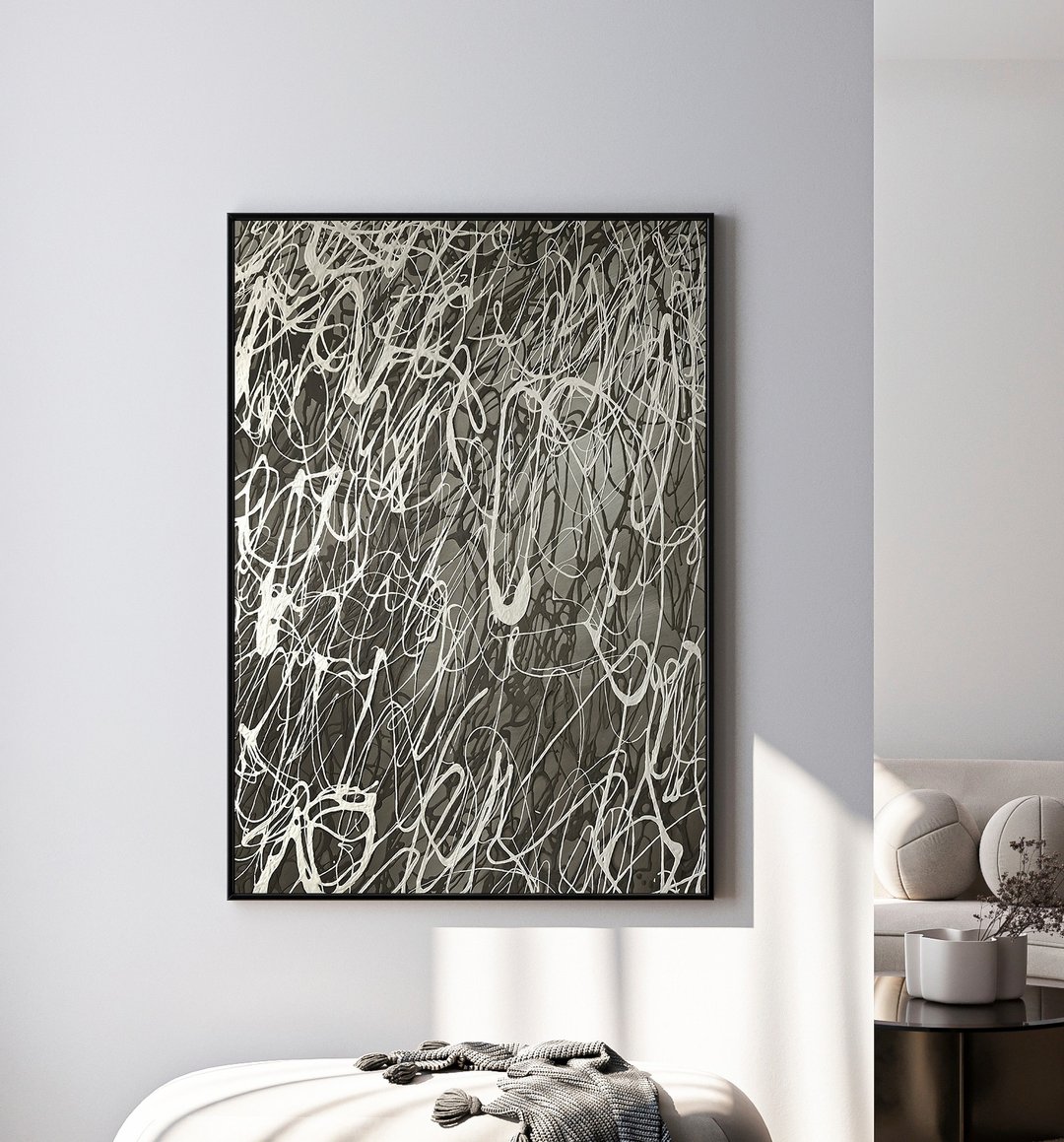 灰色抽象画 | 黑灰艺品 | 灰色艺品 | 黑灰画作 | 飞溅 - 墙贴/壁贴 - 棉 灰色