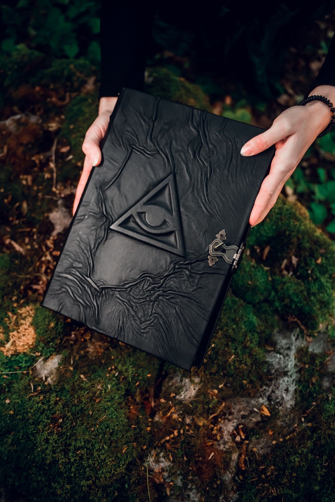 全视之眼魔法书 - 手工皮革魔法书 (Book of Shadows) - 笔记本/手帐 - 真皮 黑色