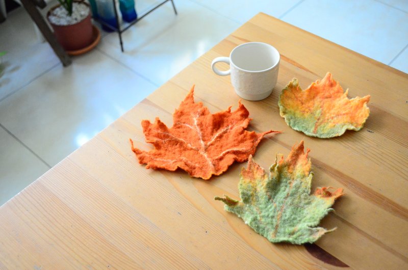 【在线】课程材料包-基础1 羊毛毡(湿毡)枫叶杯垫(附在线影片) - 编织/羊毛毡/布艺 - 羊毛 