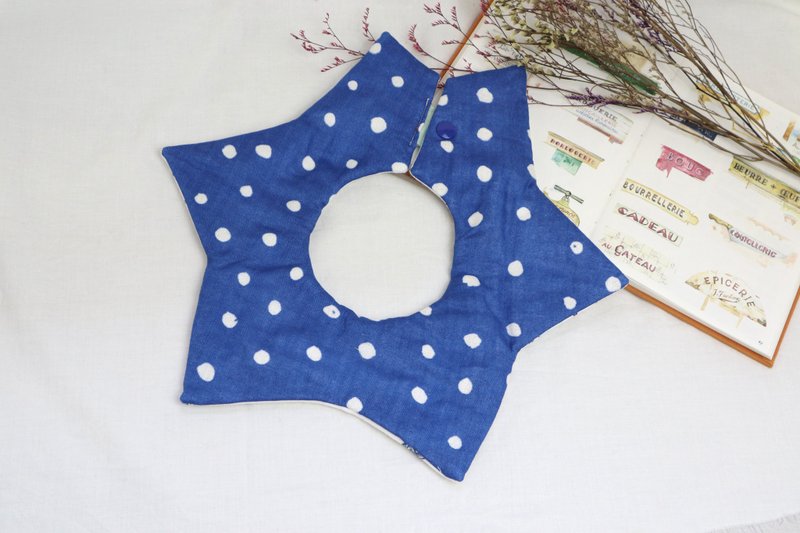 Hello baby系列。星星兜│八重纱口水巾  围兜:::不规则点点(蓝) - 围嘴/口水巾 - 其他材质 蓝色
