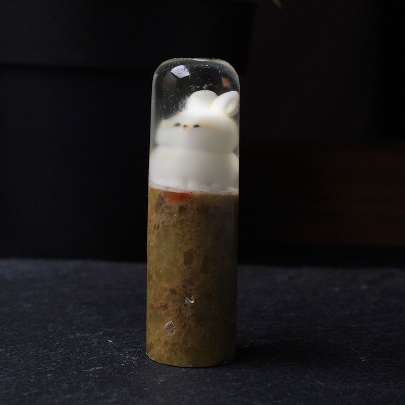 定制化手工印章-|胖兔子树脂圆印章 1.7 CM|篆刻印章 - 印章/印台 - 石头 