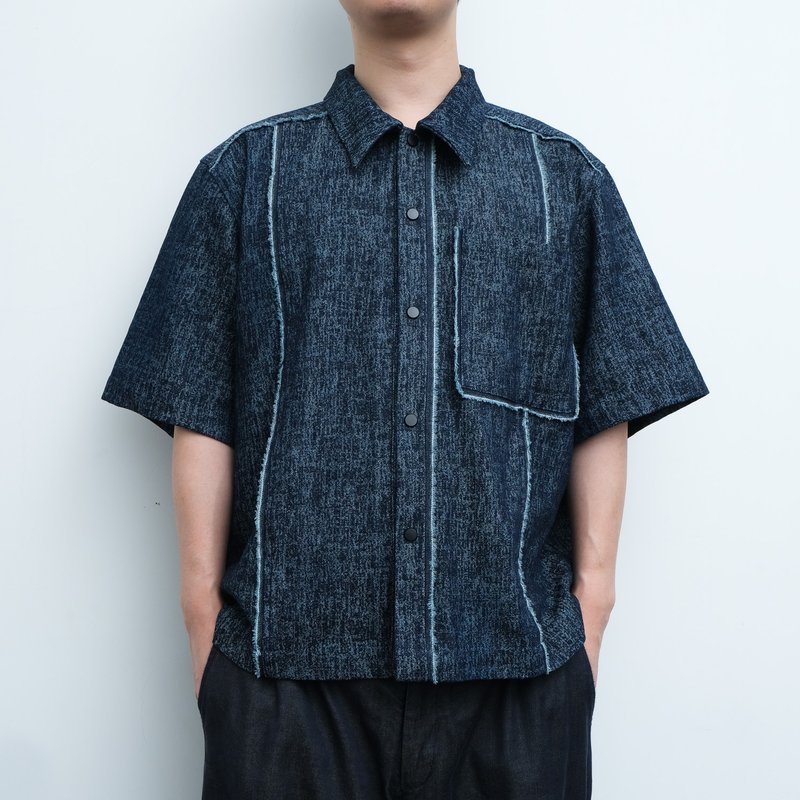 KAIKAI - Insomnia - 雪花夹边牛仔外套 - 男装外套 - 棉．麻 蓝色