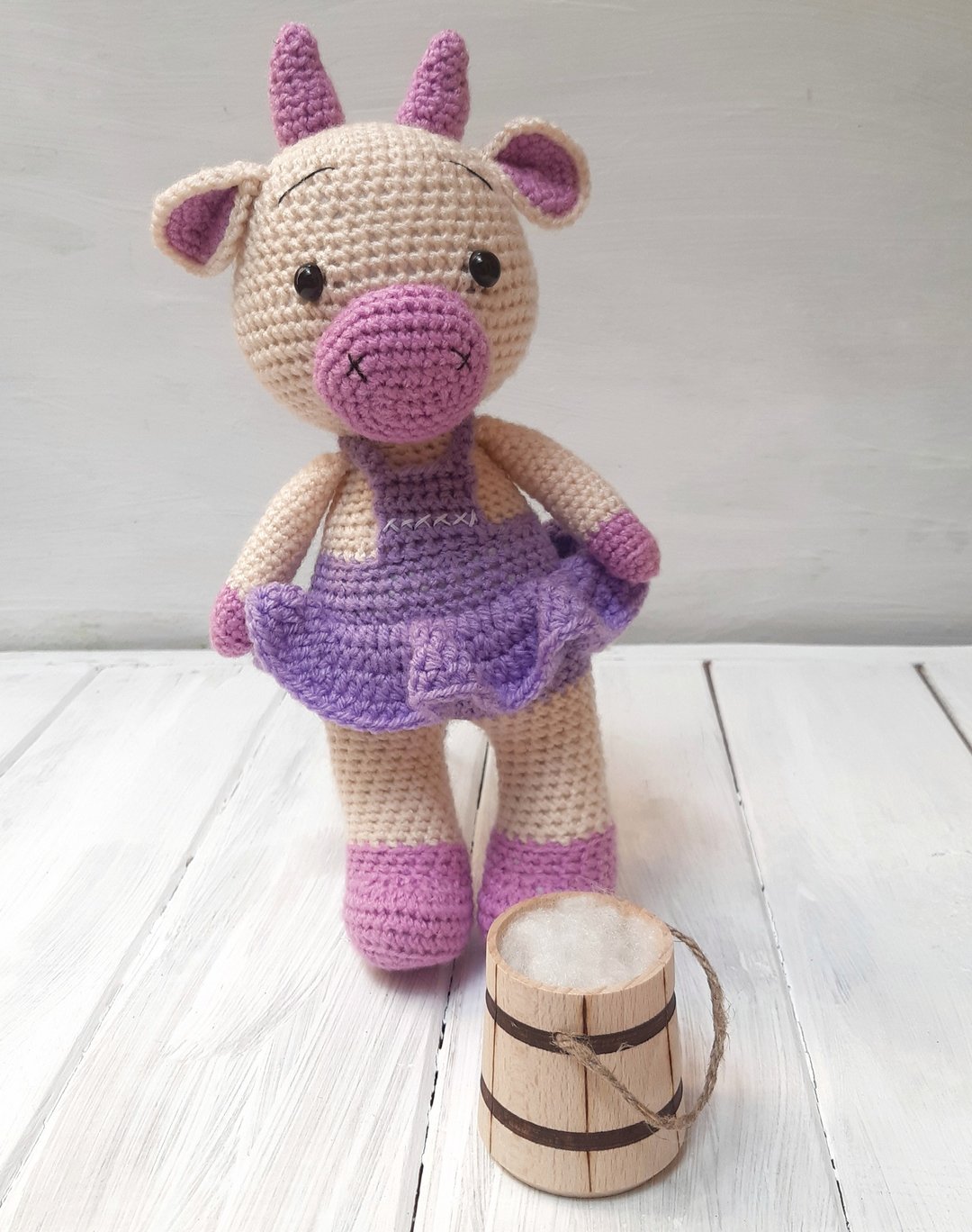 Hand Crochet Marie The Cow Stuffed Toys Knit Handmade Amigurumi - 玩具/玩偶 - 压克力 紫色
