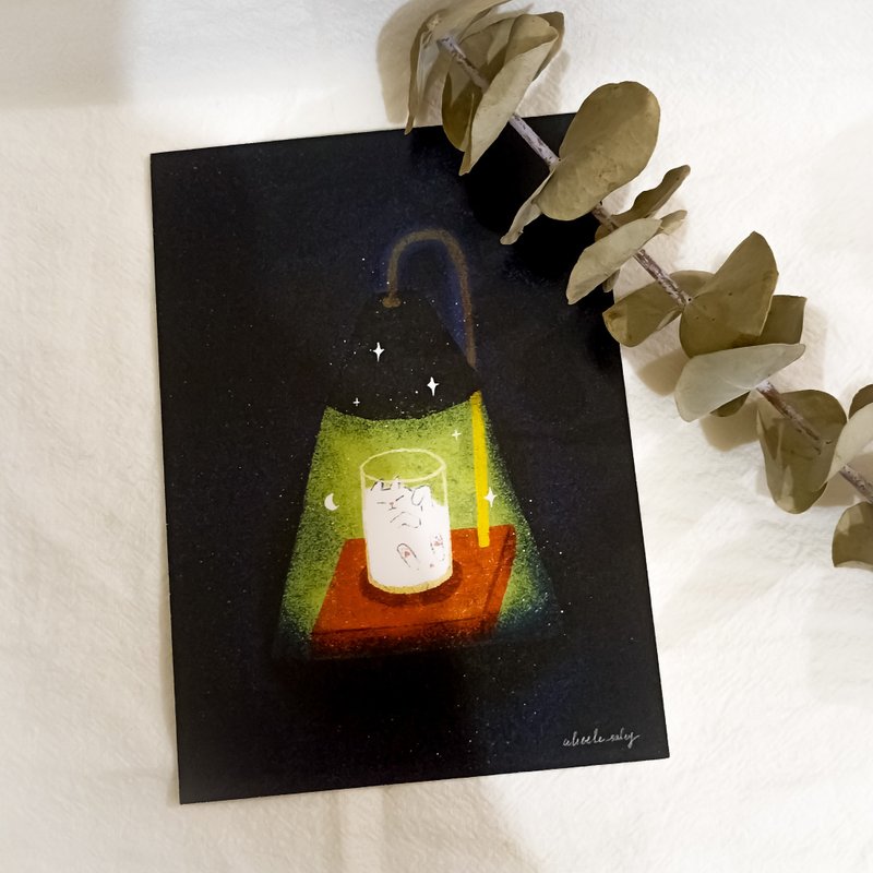 明信片 融蜡灯与猫 - 卡片/明信片 - 纸 黑色