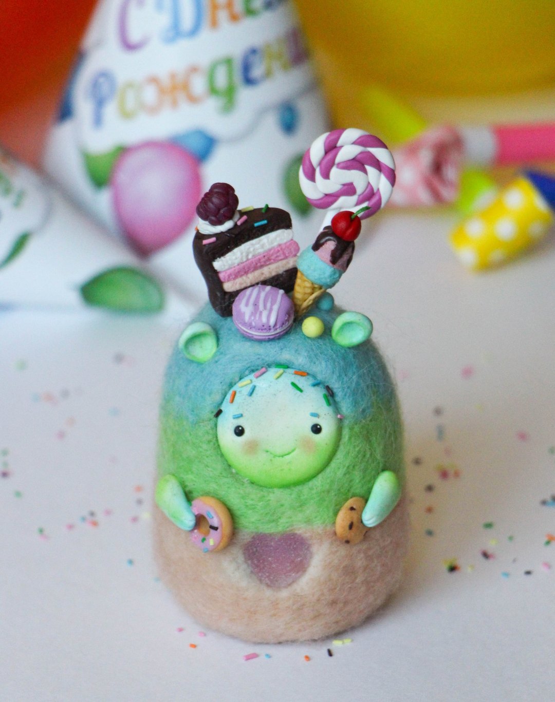 Amulet Felted Toy Handmade Toy Talisman - 玩偶/公仔 - 羊毛 多色
