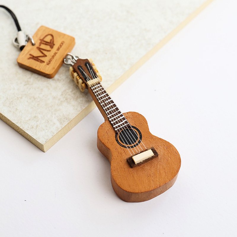 MD 仿真乐器吊饰 古典吉他 有弦款 Classical Guitar - 钥匙链/钥匙包 - 木头 咖啡色