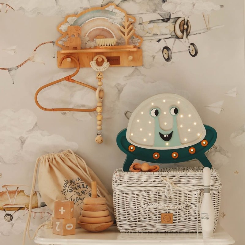 波兰 Little Lights 木作造型夜灯(UFO) - 灯具/灯饰 - 木头 白色