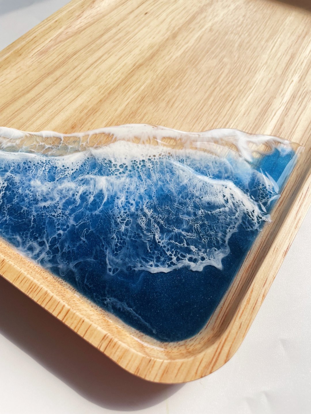 【现货】长方形海洋海浪木盘(深色海洋) - 摆饰 - 树脂 
