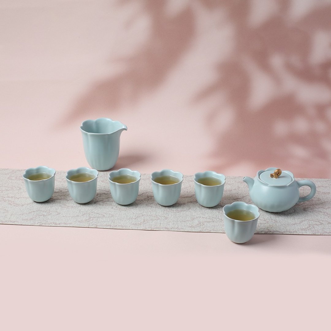 【礼物首选】陆宝 清荷雅境茶组 一壶一海六杯 - 茶具/茶杯 - 陶 透明