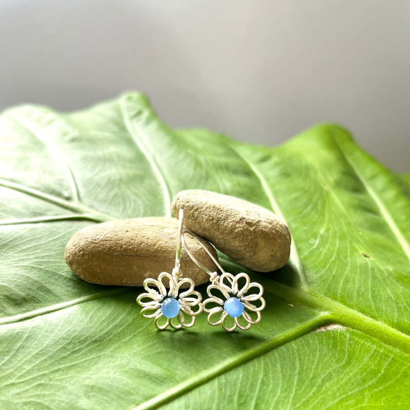 花草系列 / 猫眼小花 / 耳环 / 耳夹 - 耳环/耳夹 - 铜/黄铜 银色