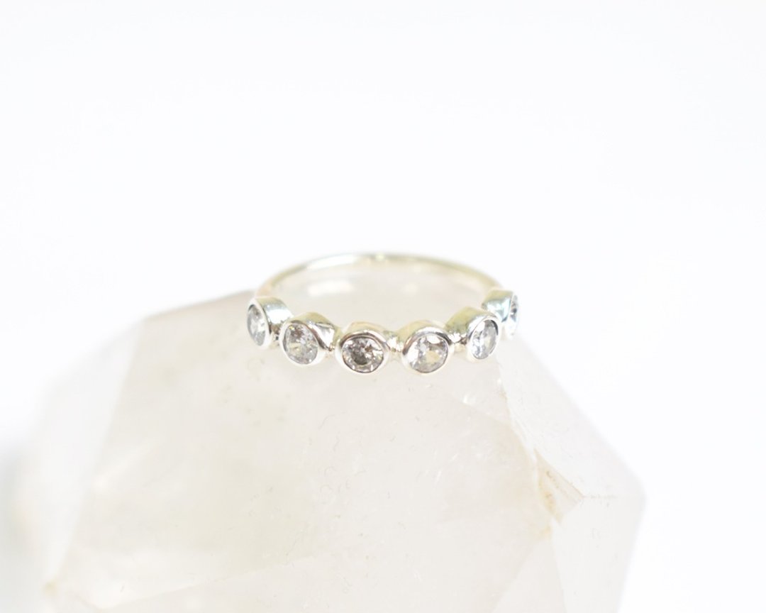 Half Eternity Ring Cubic Zirconia Silver 925 - 戒指 - 石头 白色