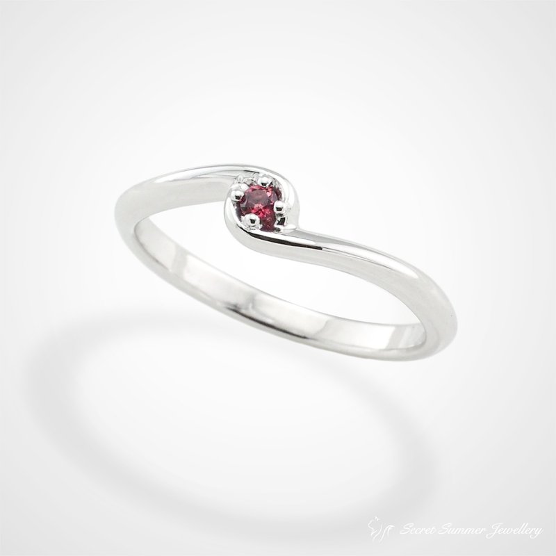 手工925纯银x天然宝石【生日石系列-曲线扭结】简约设计戒指.尾戒 - 戒指 - 纯银 多色