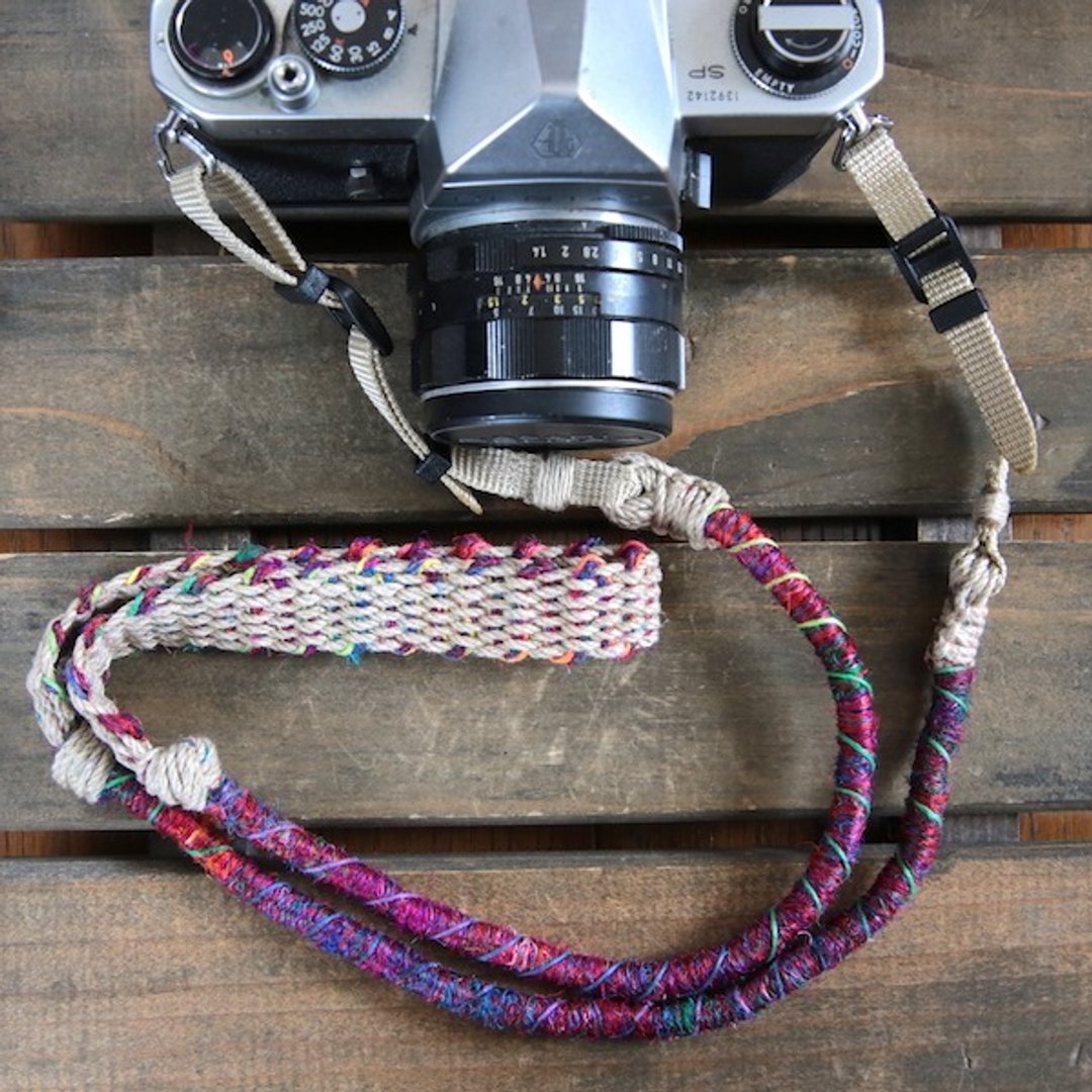 About 100-110cm/Crazy-color hemp string hemp camera strap/belt - 相机背带/脚架 - 棉 