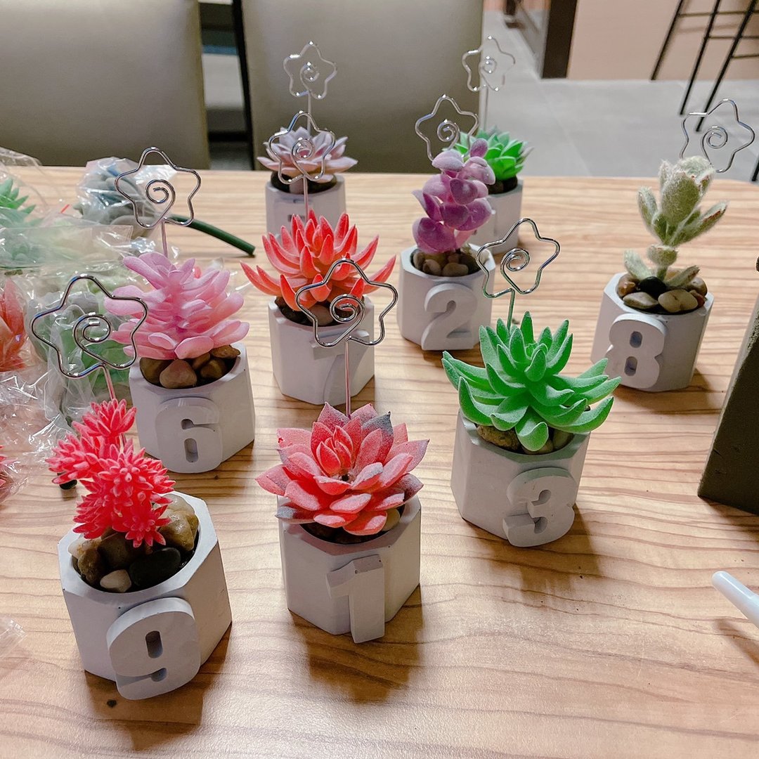 【情人节礼盒】【手工制作】六角立体小盆栽/仿真多肉植物盆栽/桌 - 摆饰 - 其他材质 