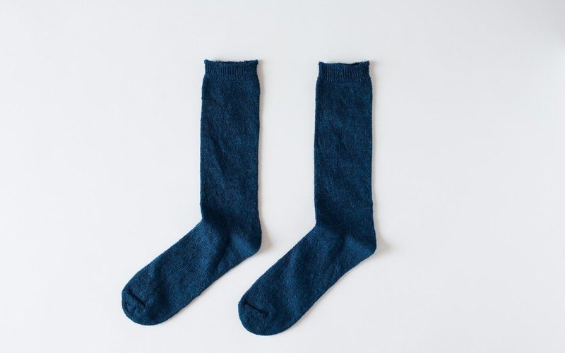 Linen knit socks (dark blue) Women - 其他 - 棉．麻 蓝色