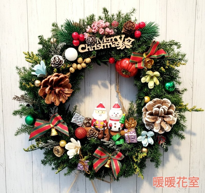 耶诞童趣 永恒经典花圈 - 干燥花/捧花 - 植物．花 