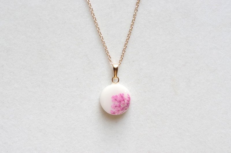 树脂艺术 圆形坠饰・宣告春日 - 项链 - 树脂 粉红色