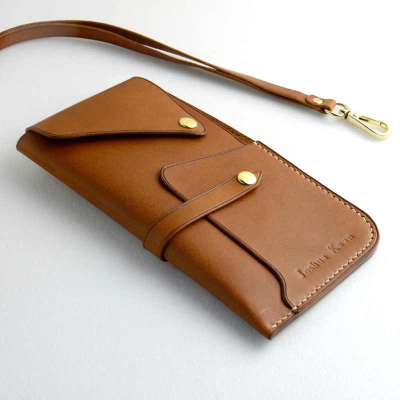 皮革手机套  附颈绳 手工缝制 意大利植鞣牛皮 可加购刻字 定制化 - 手机壳/手机套 - 真皮 多色