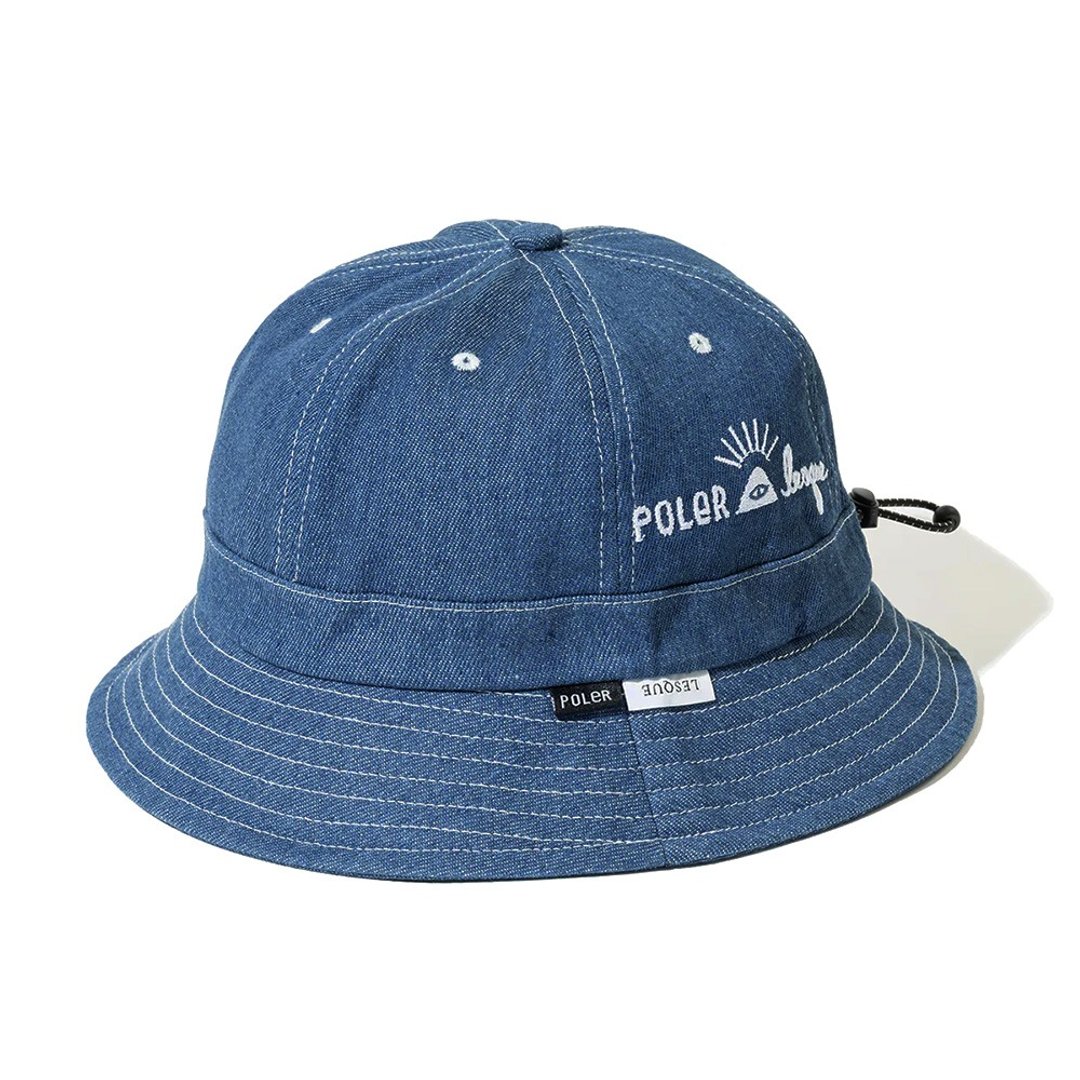 日本限定 Poler x Leaque DENIM BELL HAT 牛仔钟形帽 / 丹宁蓝 - 帽子 - 其他材质 蓝色