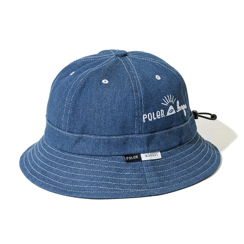 日本限定 Poler x Leaque DENIM BELL HAT 牛仔钟形帽 / 丹宁蓝 - 帽子 - 其他材质 蓝色