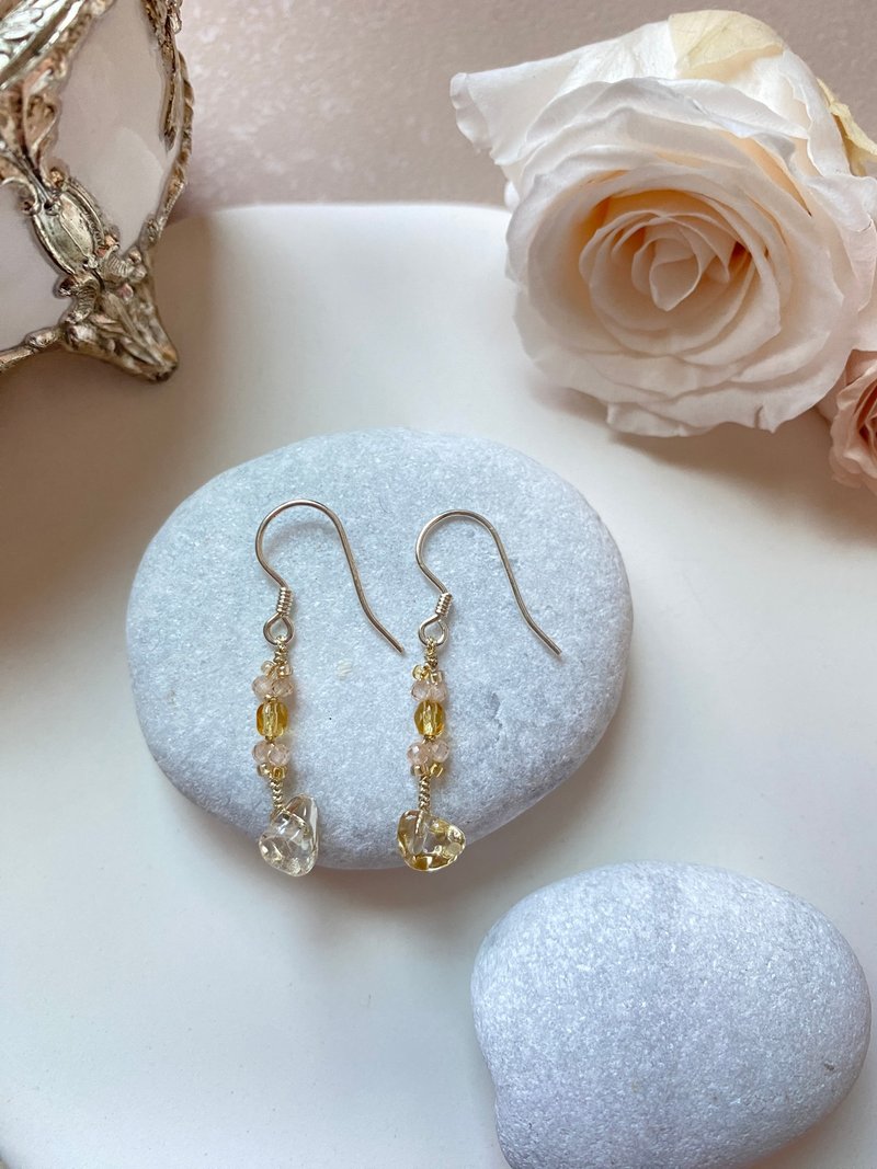 【Kimiko手作饰品】秋季微醺-耳环 A款 - 耳环/耳夹 - 水晶 橘色