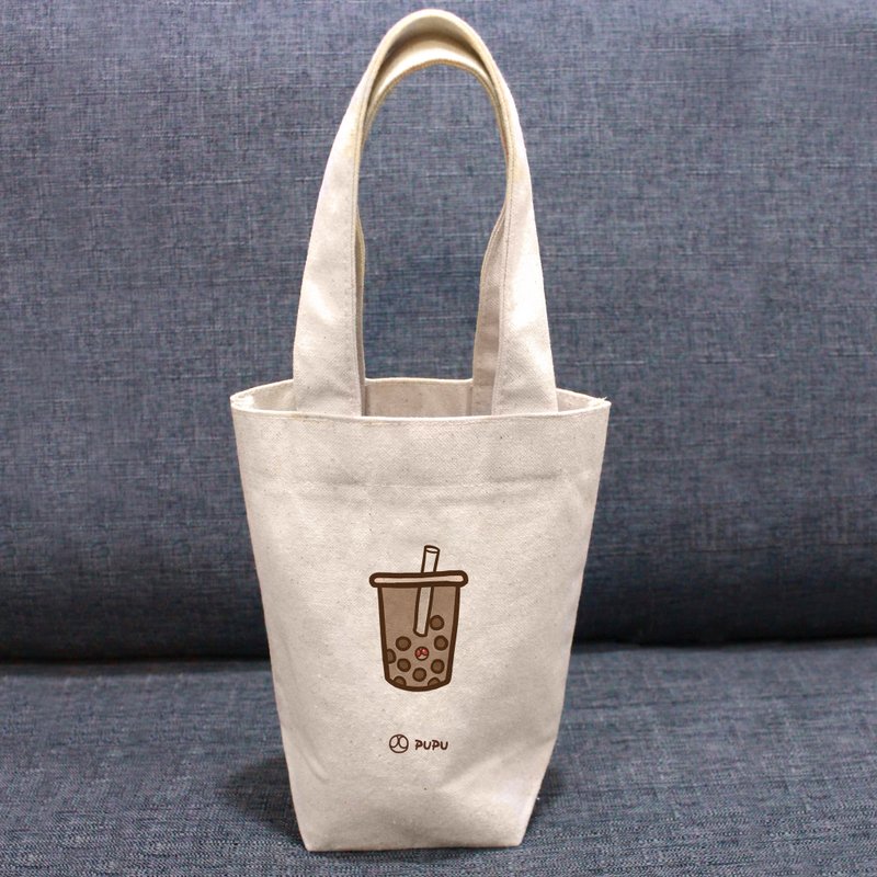 珍珠奶茶---台湾制棉麻布-文创柴犬-提袋-环保杯袋-苍蝇星球 - 手提包/手提袋 - 棉．麻 白色