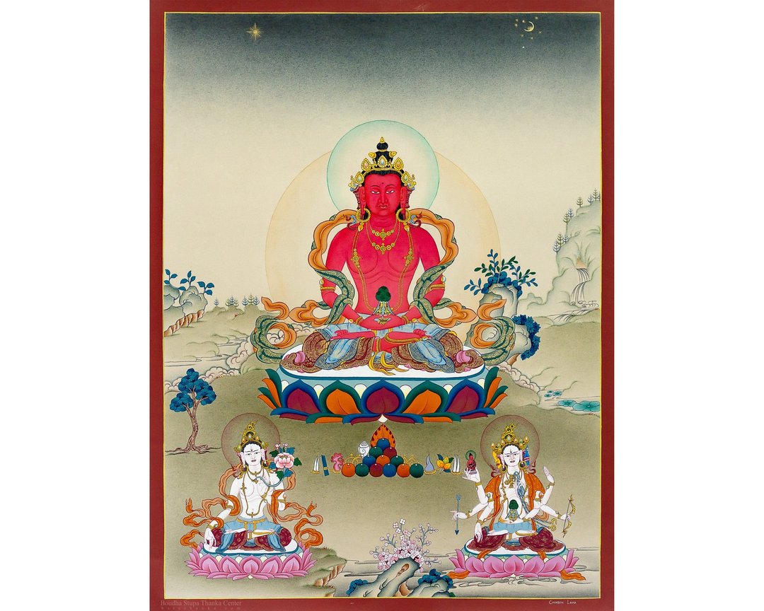 阿弥陀佛唐卡 – 手工制作的藏传祝福 - 墙贴/壁贴 - 其他材质 