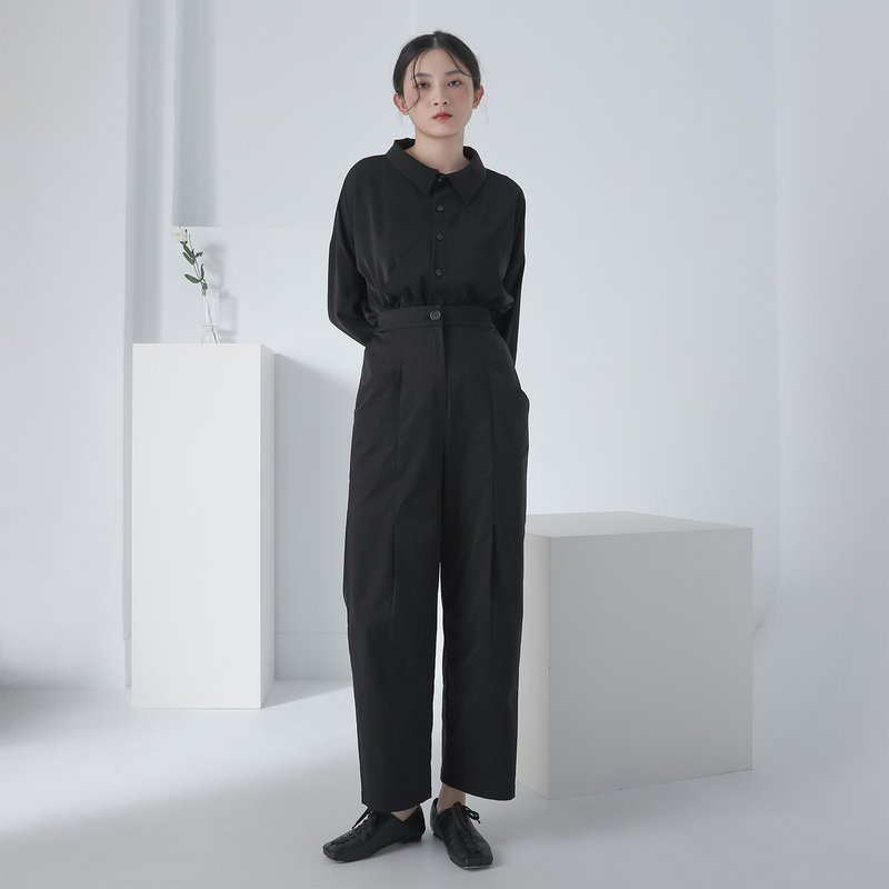 【经典原创】Suixing_随行俐落宽裤_CLB506_黑 - 女装长裤 - 聚酯纤维 黑色