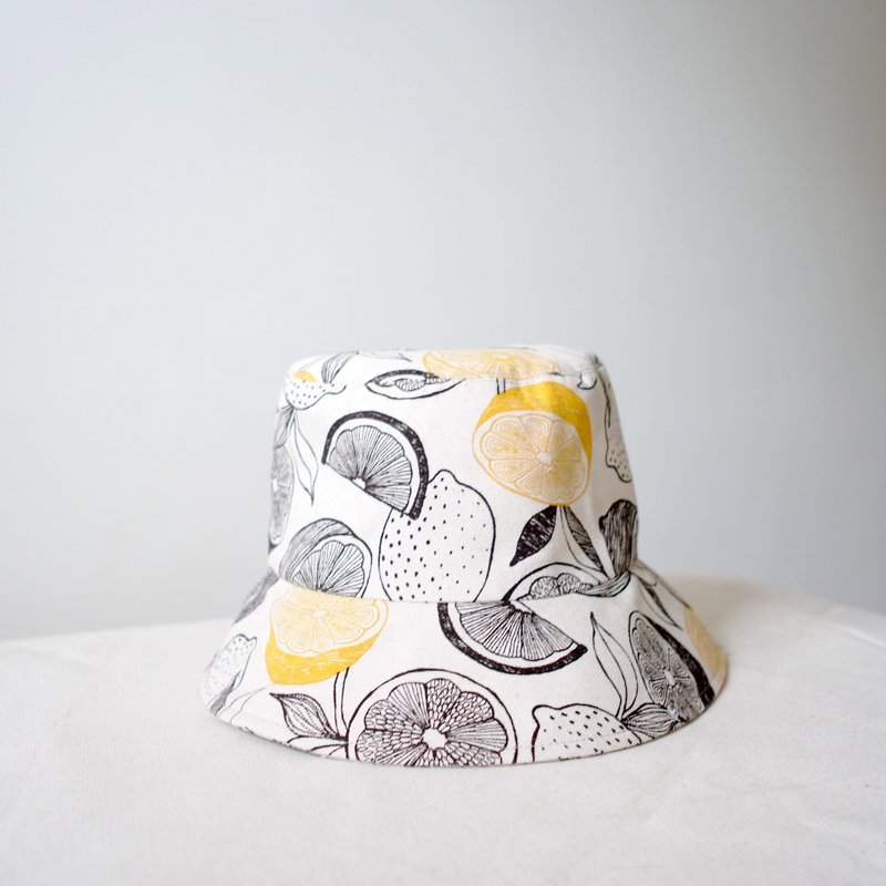 柑橘水果   手工渔夫帽 - 帽子 - 棉．麻 黑色